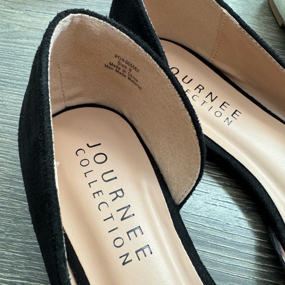 Journee Collection Two-Pair Pointed Toe Flats in Black & Cream - Picture 2 of 4
